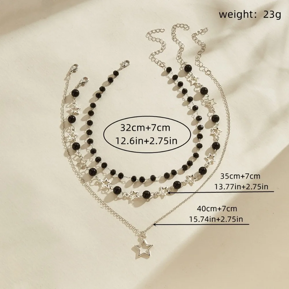 Fashion Y2K Style Star Pendant Multi Layered Silver Chain Metal Statement Jewelry