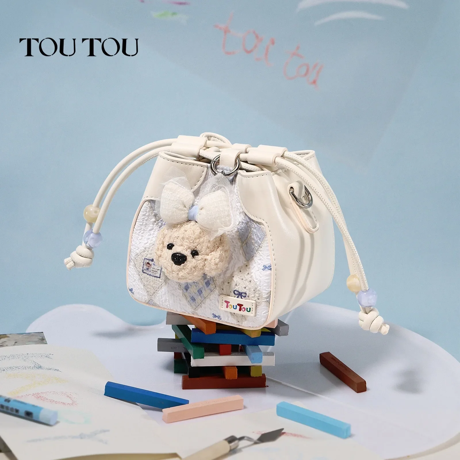 

TOUTOU пшеничная сумка, новинка 2025, сумка-ведро на шнурке с уникальным дизайном, милая сумка через плечо на одно плечо, подарок на день матери для девочек