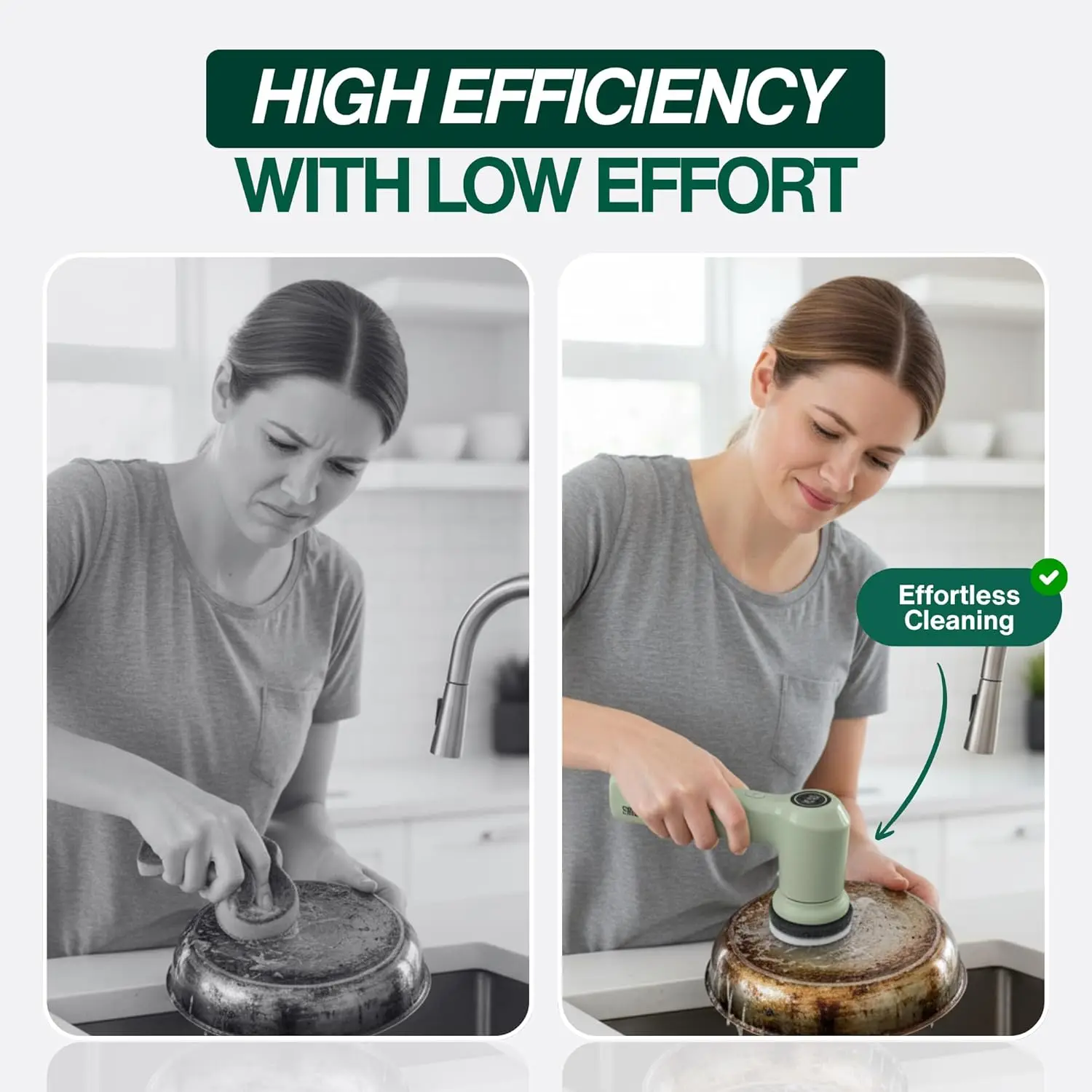 電動スピンスクラバー、ハンドヘルド＆人間工学に基づいたデザイン、IPx7防水、4つの多目的アタッチメント、長持ちする充電式バッテリー |