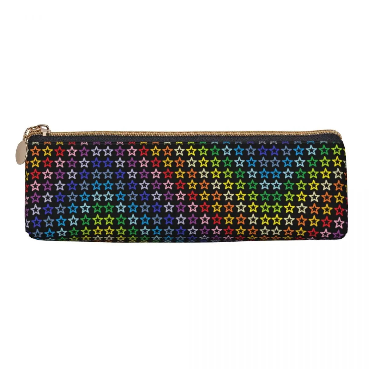 Broader Spectrum Rainbow Pencil Case Outline Stars Print Zipper Pencil Pouch Students Retro Big School Pencil Cases Stationery