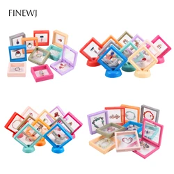 Color PE Film Jewelry Storage Box 3D Packaging Case Coin Free Stand Floating Frame Membrane Ring Earring Bracelet Display Holder