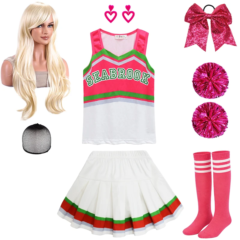 Zombies Children's Cosplay Cheerleader Costume Top Pleated Skirt Carnival Party School Performance Cheerleading Girls Outfit