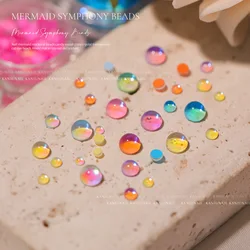1Box Size Mixed Aurora Fantasy Mermaid Beads Nail Art Decoration Summer Parts Colorful Macaron Mermaid Bubble Beads Nail Charms