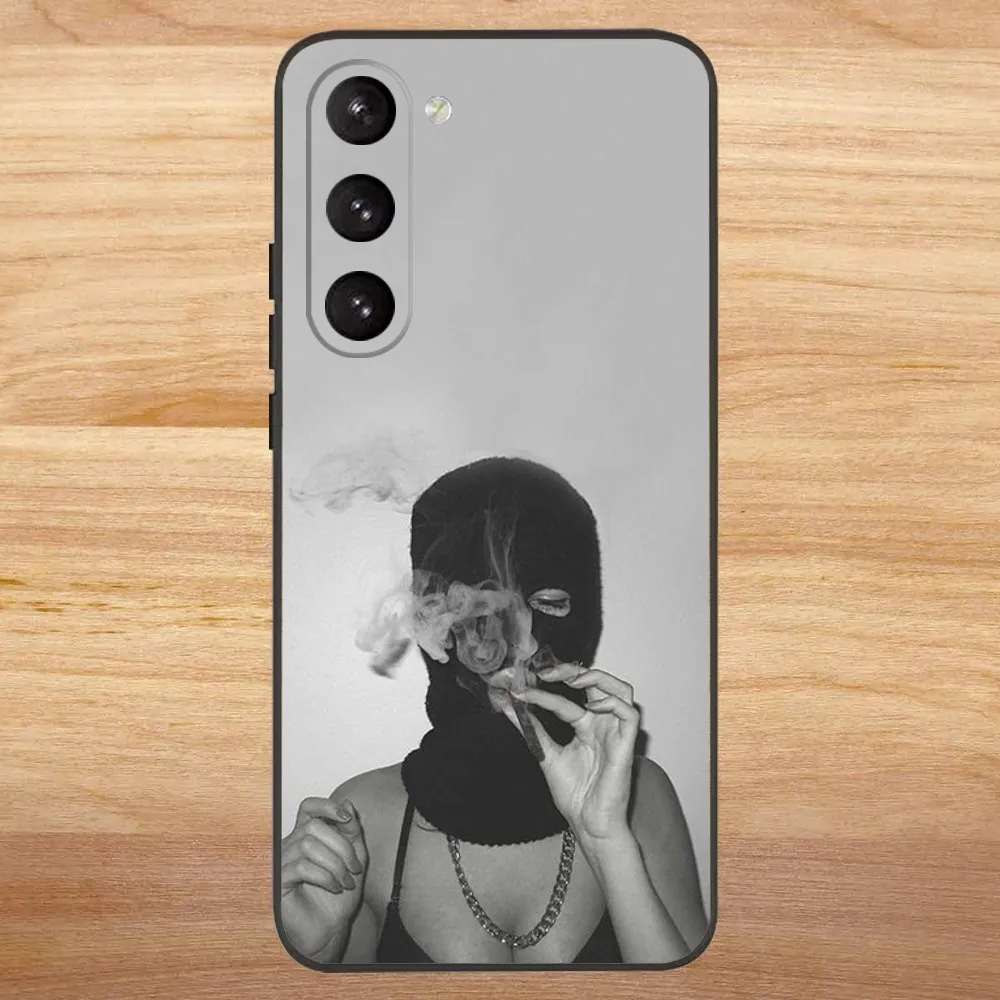 Masked Goon Thug Life Teared Girl Phone Case For Samsung S23,23,22,30,21,10,9,Note20 Ultra,Lite,Ultra,5G,Plus,FE,Black Soft Case