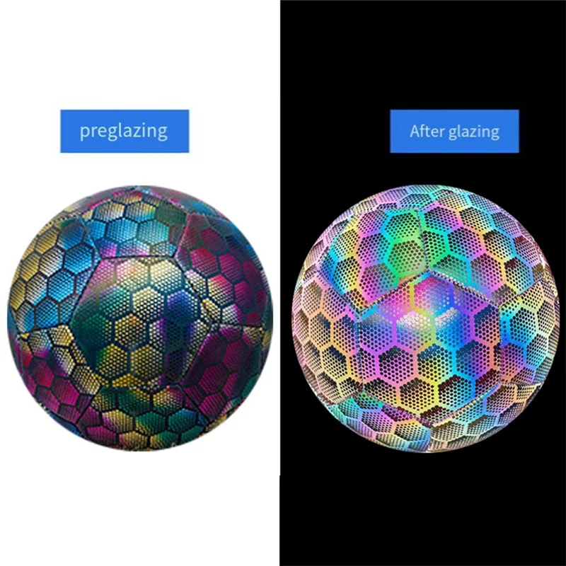 A18E-ลูกฟุตบอลเรืองแสงกลางคืน: ลูกฟุตบอลสะท้อนแสงในร่ม/กลางแจ้งสำหรับการฝึกซ้อมฟุตบอล