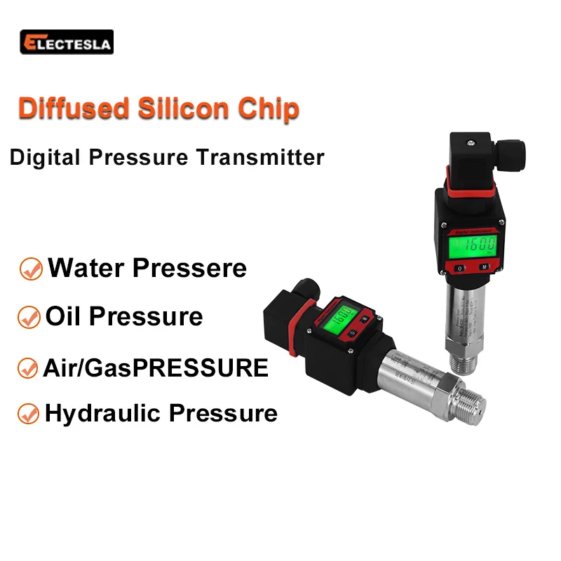 LCD Pressure Transmitter Measurment -1-0-1000bar 4-20mA 5V 10V Output Water Oil Gas Pressure Sensor G1/4 Pressure Transducer