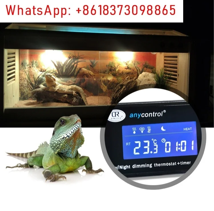 DTC-120 Digital Reptile Heating Thermostat, Dimming Temperature Controller with Day/Night Cycle and Timer Functions
