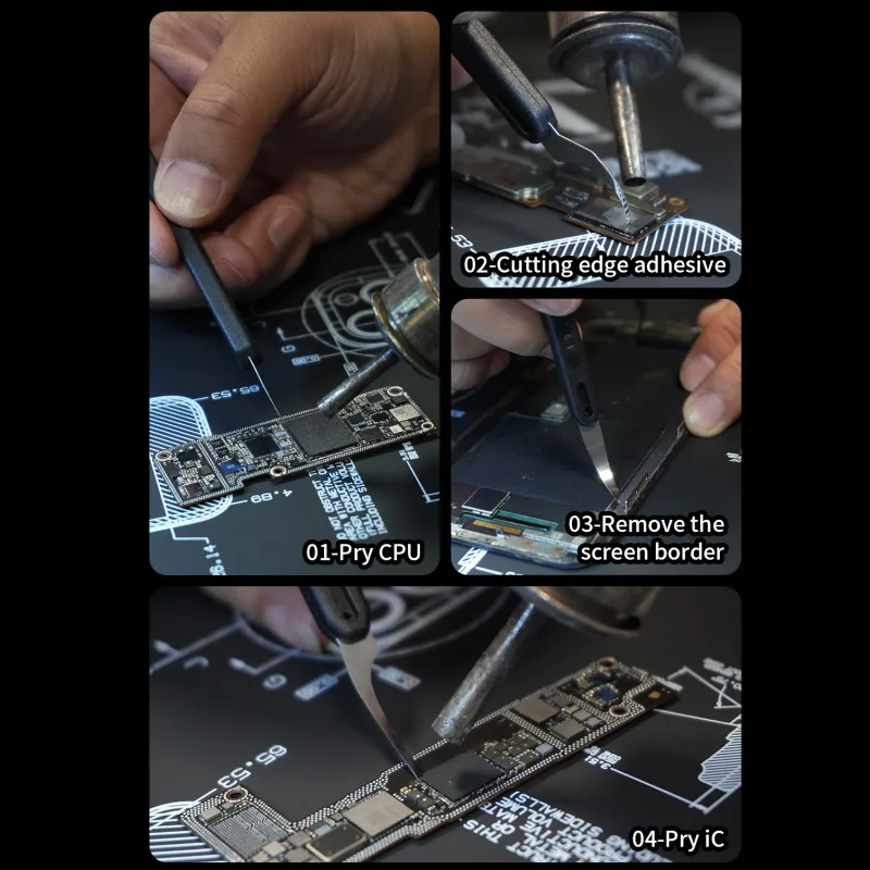 Zintegrowany zestaw ostrzy do usuwania kleju MECHANIC z uchwytem Quick Edge 7. Wielofunkcyjny układ scalony CPU. Narzędzie do odśluzowania i naprawy