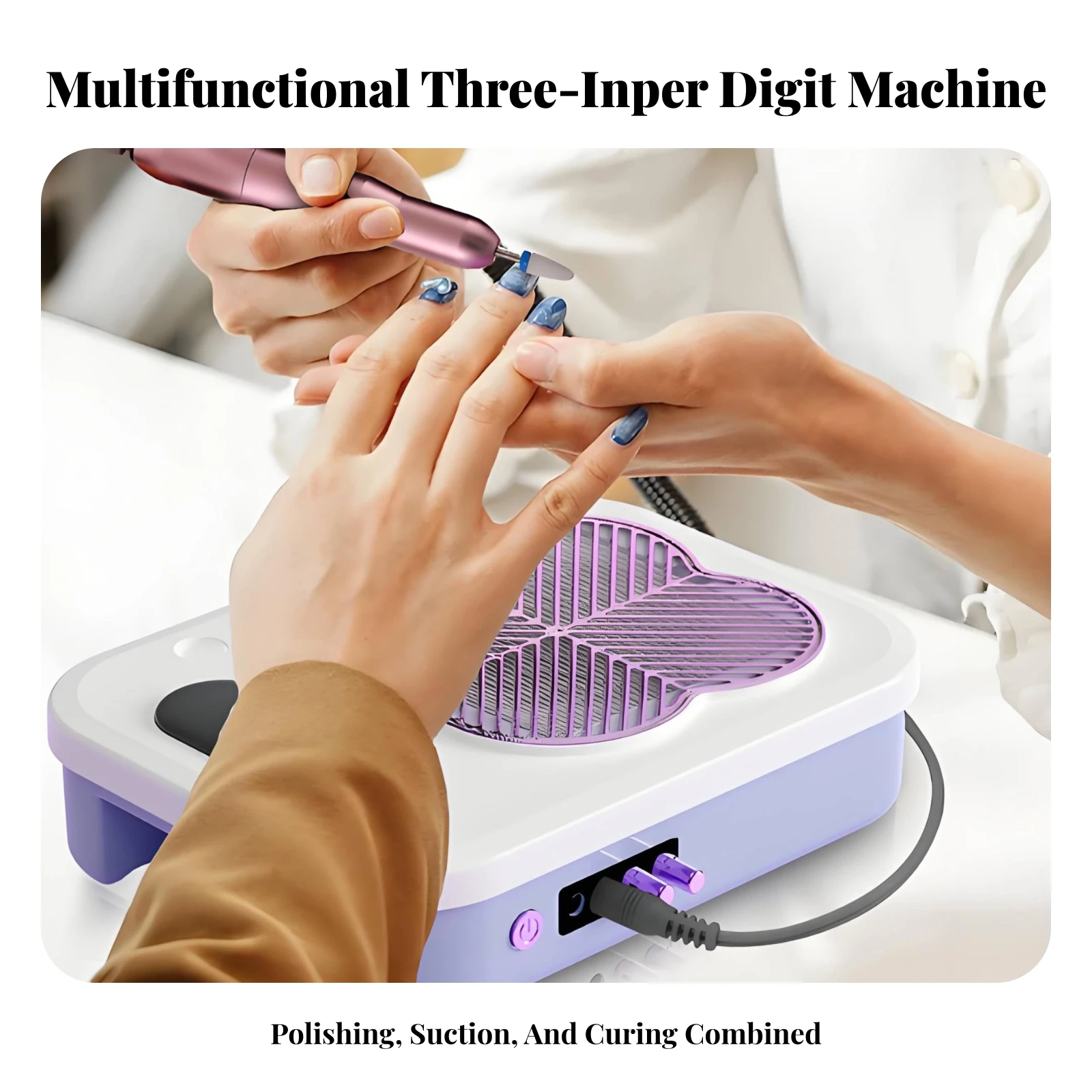 

3-in-1 Manicure Machine Curing Lamp Nail Dust Collector Compact Tabletop Flower-Shaped Vent Beauty Tool