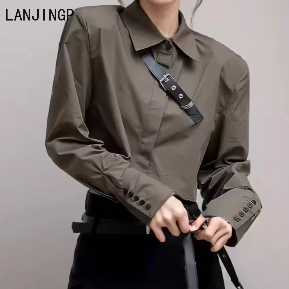 

Korean Spring and Autumn 2025 new fashion design sense niche trend casual long-sleeved short thin shirt women