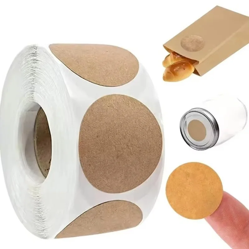 1-5 Roll Vintage Kraft Paper Stickers Round Blank Kraft Round Self-Adhesive Classification Handmade Stationery Gift Seal Labels