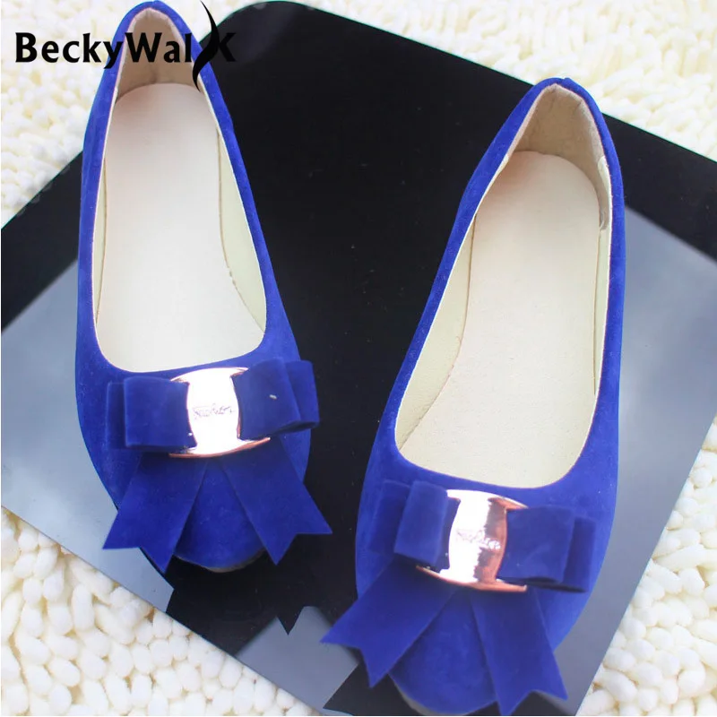 

2025 замшевые туфли на плоской подошве с модным бантом, женская обувь, туфли на плоской подошве с неглубоким носком, женская внешняя торговля, большой размер WSH2345