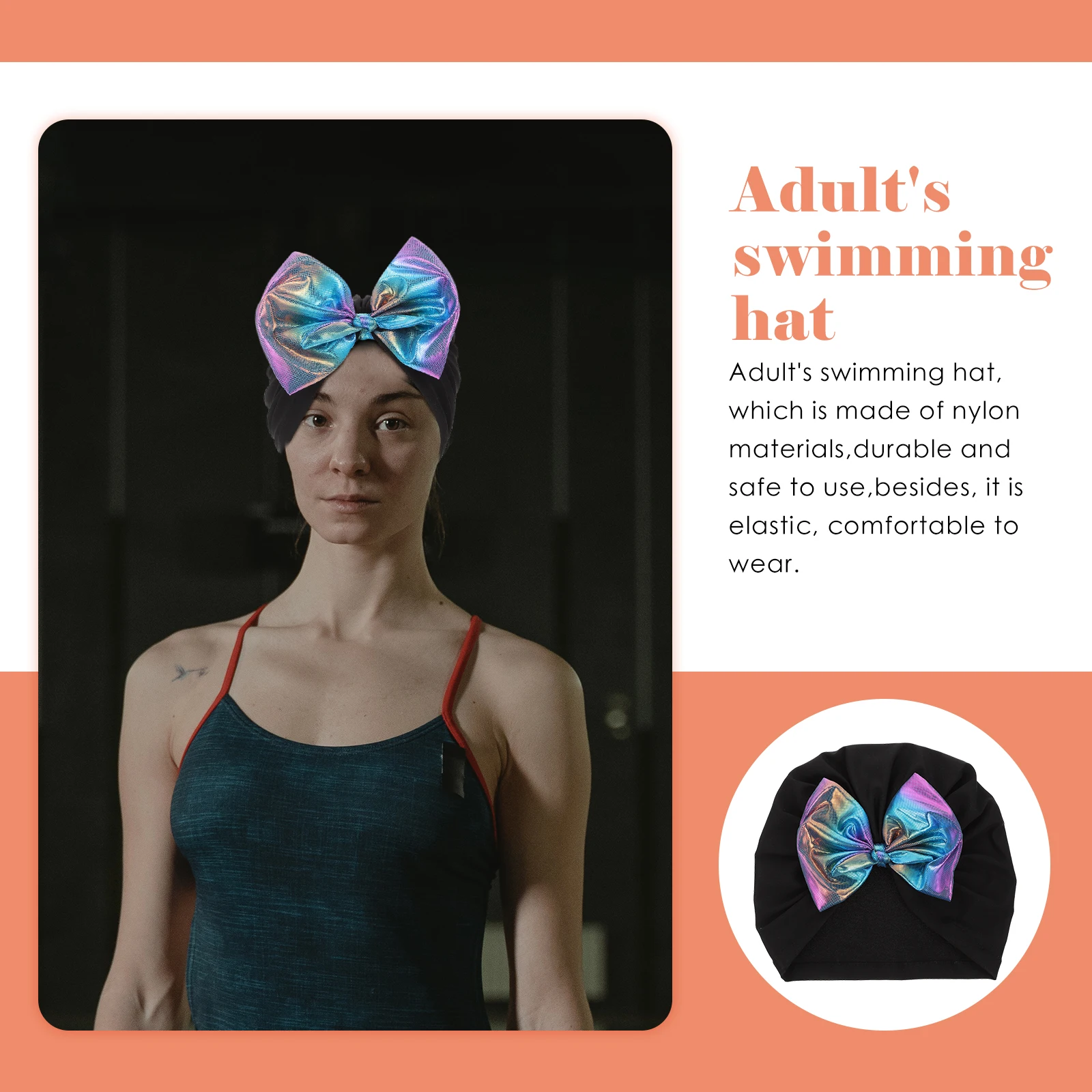 

Swim Caps for Women Long-haired Adult Decorative Elastic Bowknot Style Durable Comfortable Protects Hair Easy to Wear Enjoy
