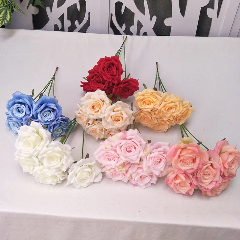 Curled Large Rose Head Silk Fabric Fake Flowers Wedding Photography Background Flower Wall Road Guide Simulated Roses Decoração