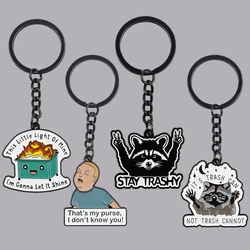 Cute Raccoon Keychain Funny Cartoon Key Pendant Dumpster Fire Car Key Rings Bag Accessories Fashion Jewelry Decoration Gifts