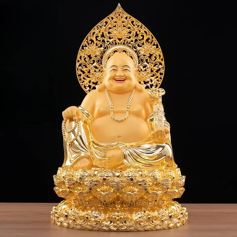 c13-pure copper lotus Guanyin Bodhisattva Buddha statue living room home worship three saints ornament