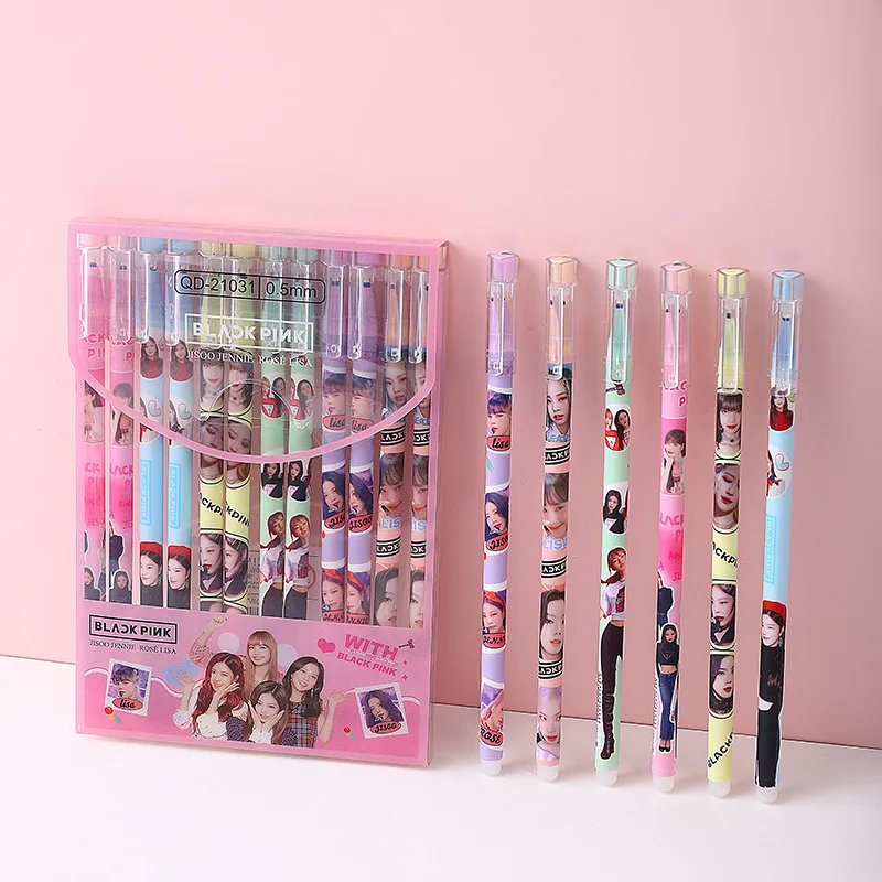 48 Pcs Gel Pens Set Can Wipe Straight Neutral Water Pen Star Student Stationery 0.5mm Kawaii School Supplies