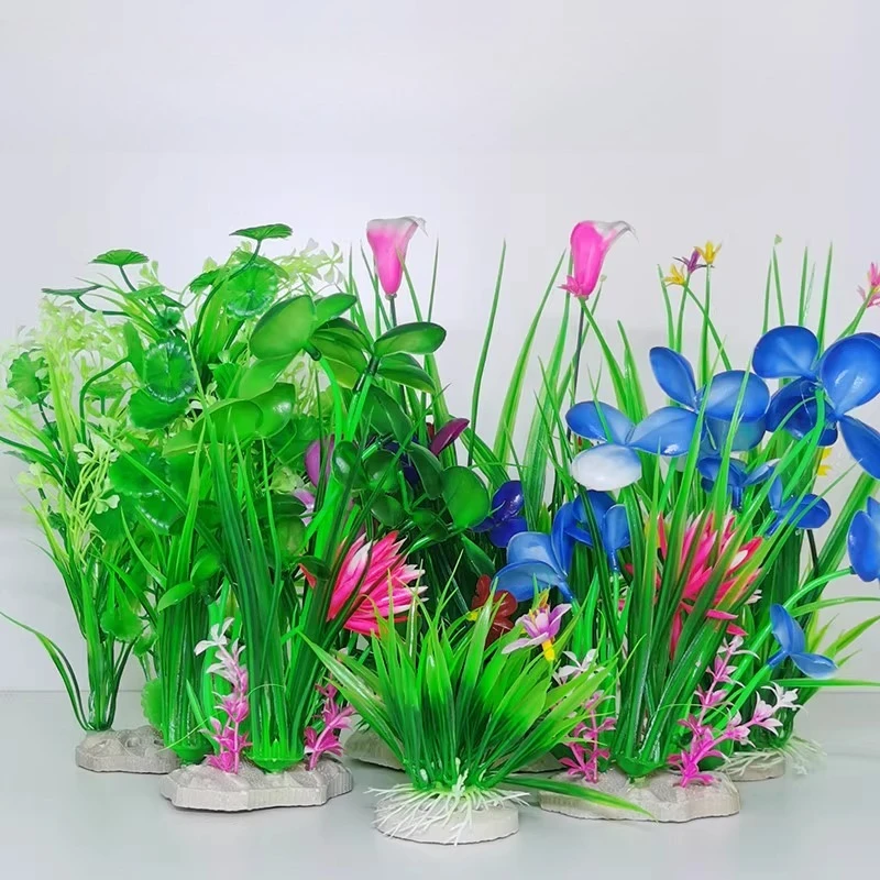 

1PCS Aquarium Simulated Plant Artificial Plastic Fish Tank Landscaping Decor Fake Grass Simulated Water Grass Flowers Seaweed