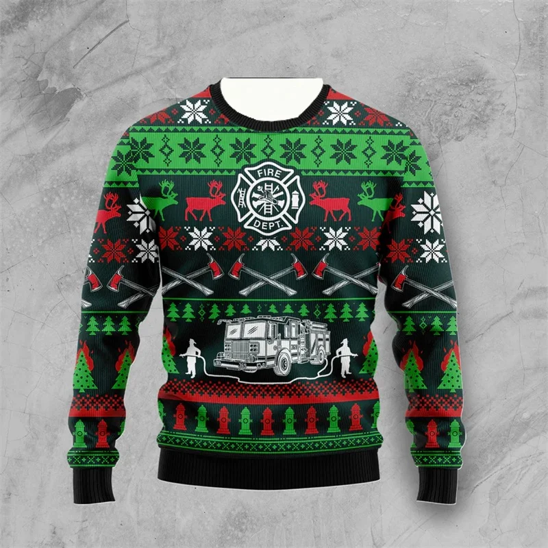 New 3D Printed Christmas Elements Christmas Tree Santa Claus Pattern Art Print Ugly Sweater Street Casual Winter Sweater S-16