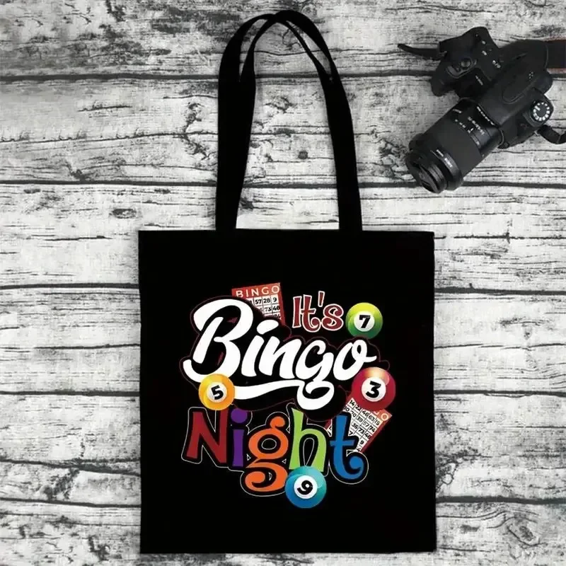 Stylish Colorful Bingo Night Tote Bag Large Capacity, Playful Bingo Theme Perfect for Parties Travel & Shopping Gift Bingo