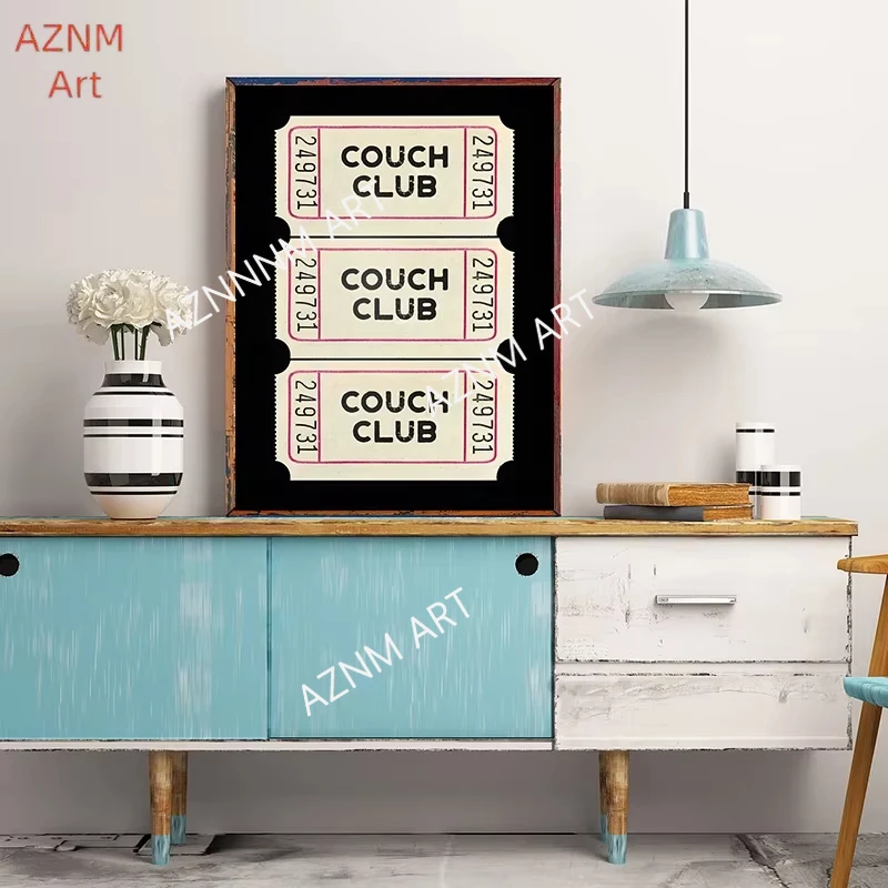 Shower Karaoke Ticket Poster Couch Club Retro Ticket Canvas Painting Print Wall Art Picture for Bathroom Home Decoration