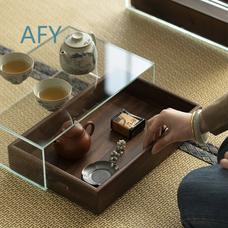 Black Walnut Tea Set Storage Box for Desktop Dust Proof Glass Display Cabinet for Wenwan Bracelet Storage Cabinet for Dental