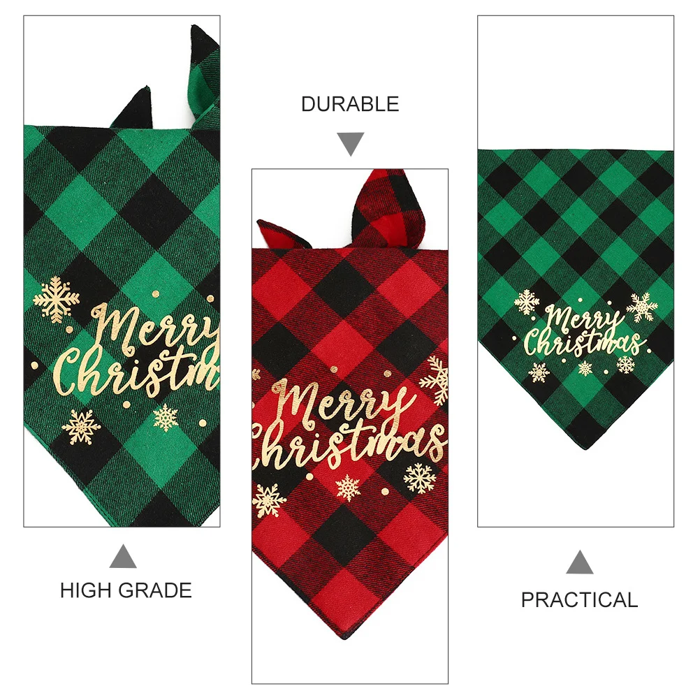 

2Pcs Pet Triangle Scarves Christmas Dog Bibs Durable Practical Unique Delicate Design Xmas Pet Collar Festival Decorations