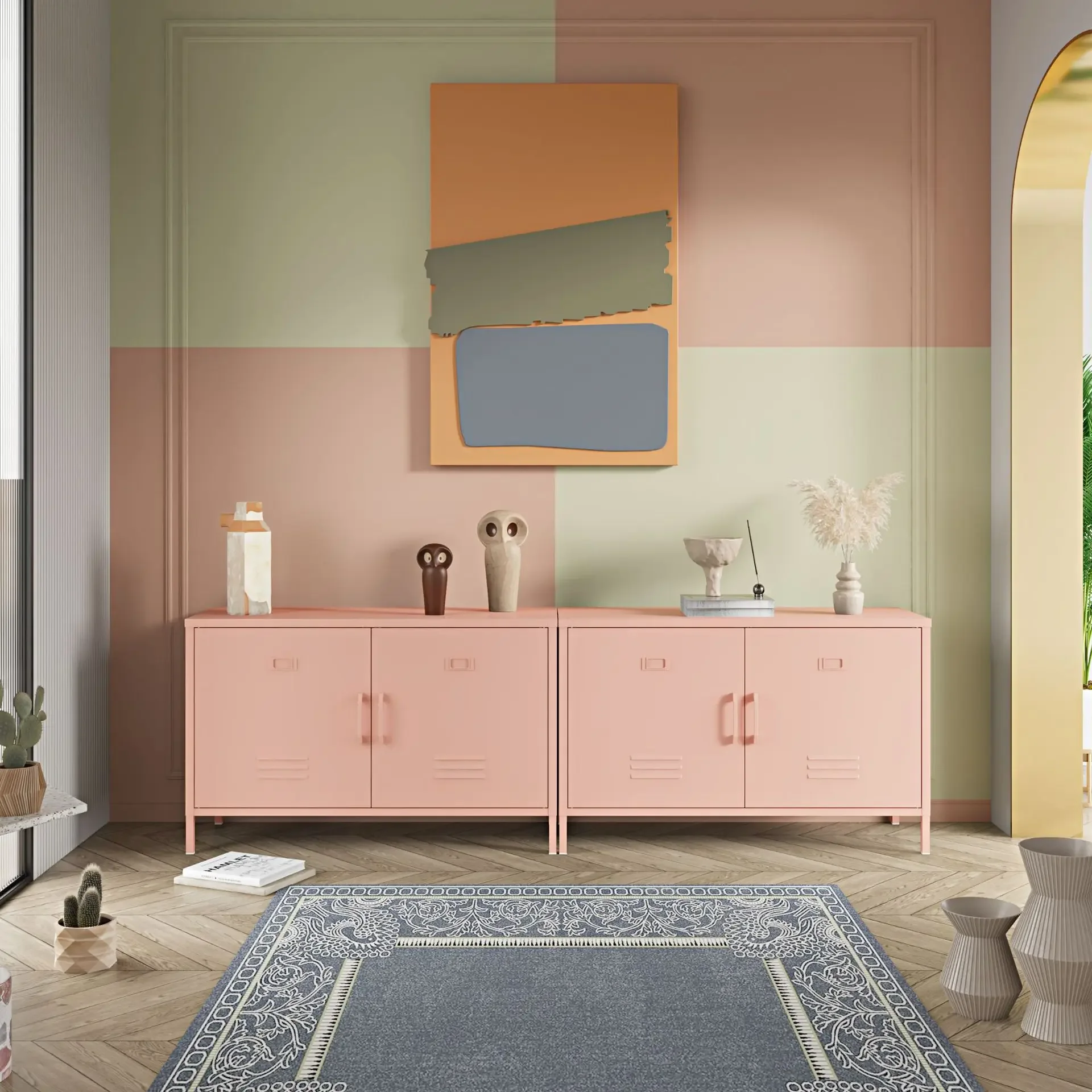 Mobile TV da soggiorno, comodino da pavimento al soffitto, contenitore in ferro battuto