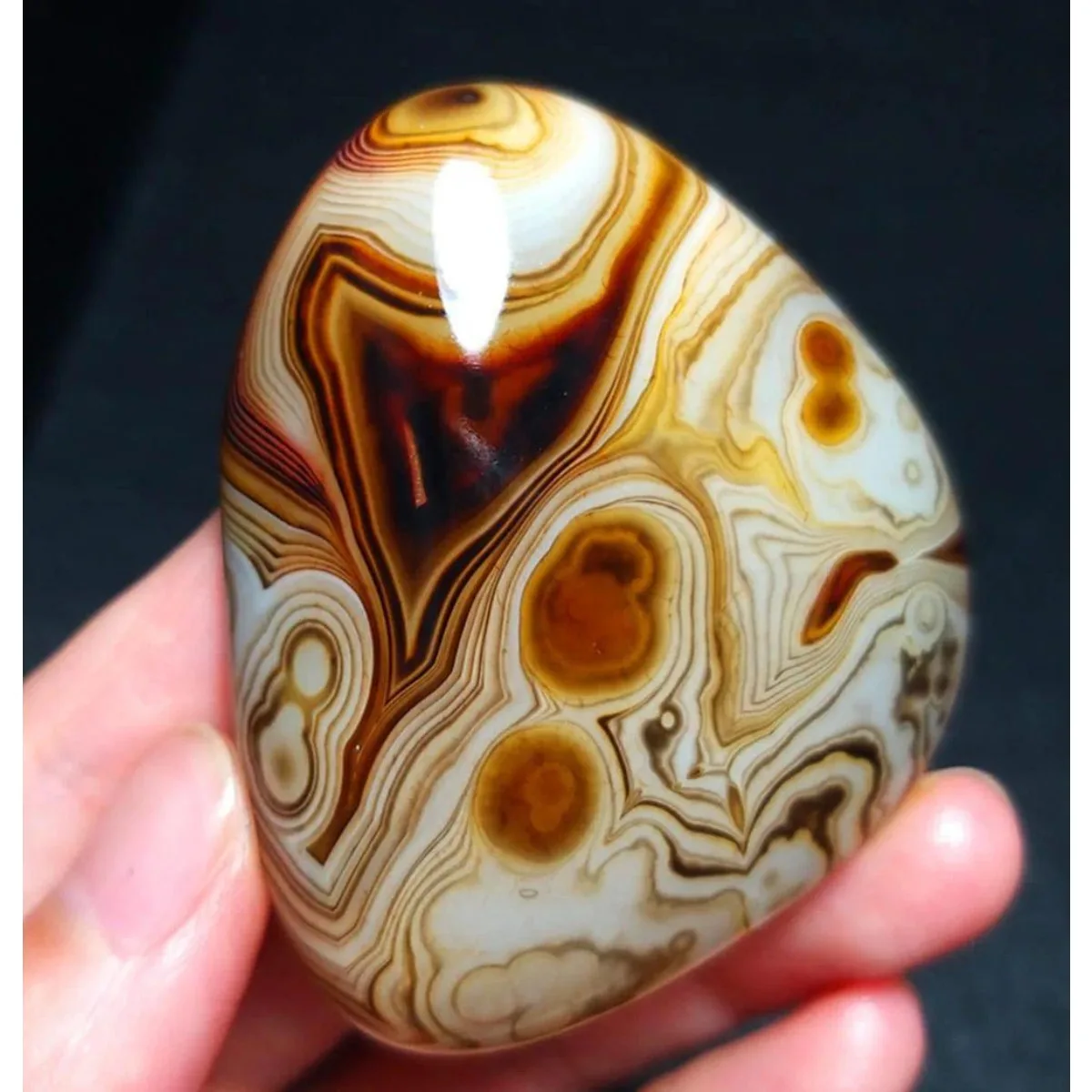 4PC Desert Stone Banded Agate Worry Stone, Decor Stone, Tumbled Polished, Table Decor, Natural Stone, Crystal Collection