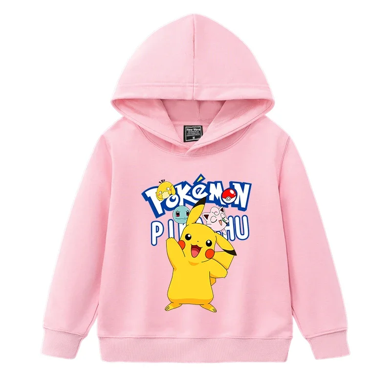 2026 جديد الكرتون بوكيمون بيكاتشو الفتيان والفتيات بلوزات بأكمام طويلة عادية مريحة الدافئة الخريف جديد قمصان سويت شيرت بقلنسوة