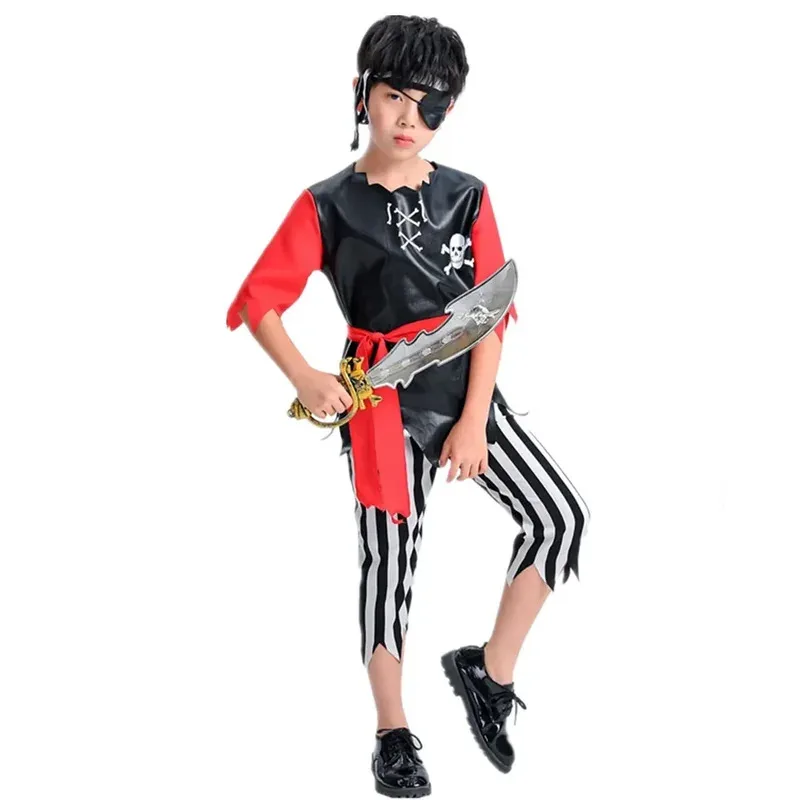 

Medoeval Pirate Costume Halloween Carnival Party Clothing for Boys Kids Children Pirate Costumes Fantasia Cosplay Set