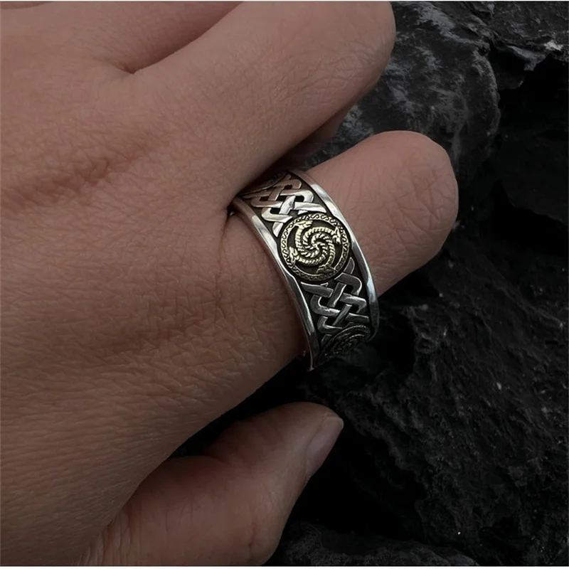 

Популярное Золотое Серебряное кольцо для столкновений, мужское ювелирное изделие, регулируемое Винтажное кольцо в виде дракона с полым геометрическим узелком, бриллиант для мужчин
