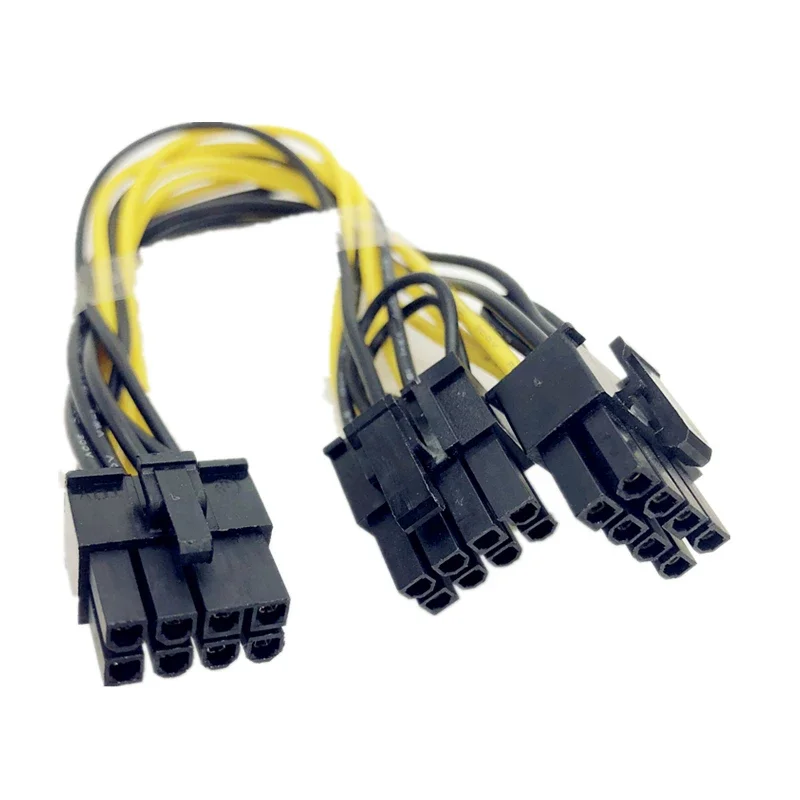 بطاقة الرسومات 8pin ذكر إلى GPU PCIE Dual 2x8(6+2)pin ذكر PCI-Express Y الفاصل مينر GPU كابل إمداد الطاقة الحبل 18AWG 20 سنتيمتر