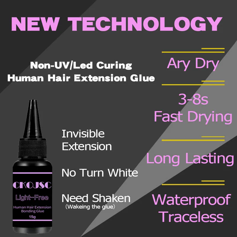 Upgrade Light-free Hair Extension colla parrucca nastro adesivo estensione dei capelli Non Uv Light Gel LED nuova tecnologia colla per capelli umani