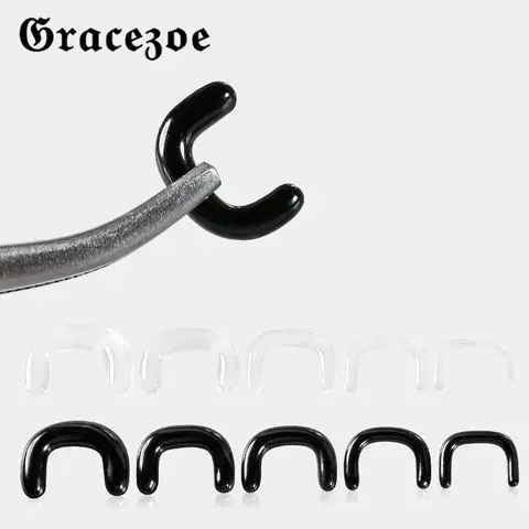 Safepoinz 1PC 16G-8G Piercings de Nariz em Vidro Pyrex Transparente Preto em Formato U, Kits de Alargamento e Retentores, Joias Corporais Planas Confortáveis