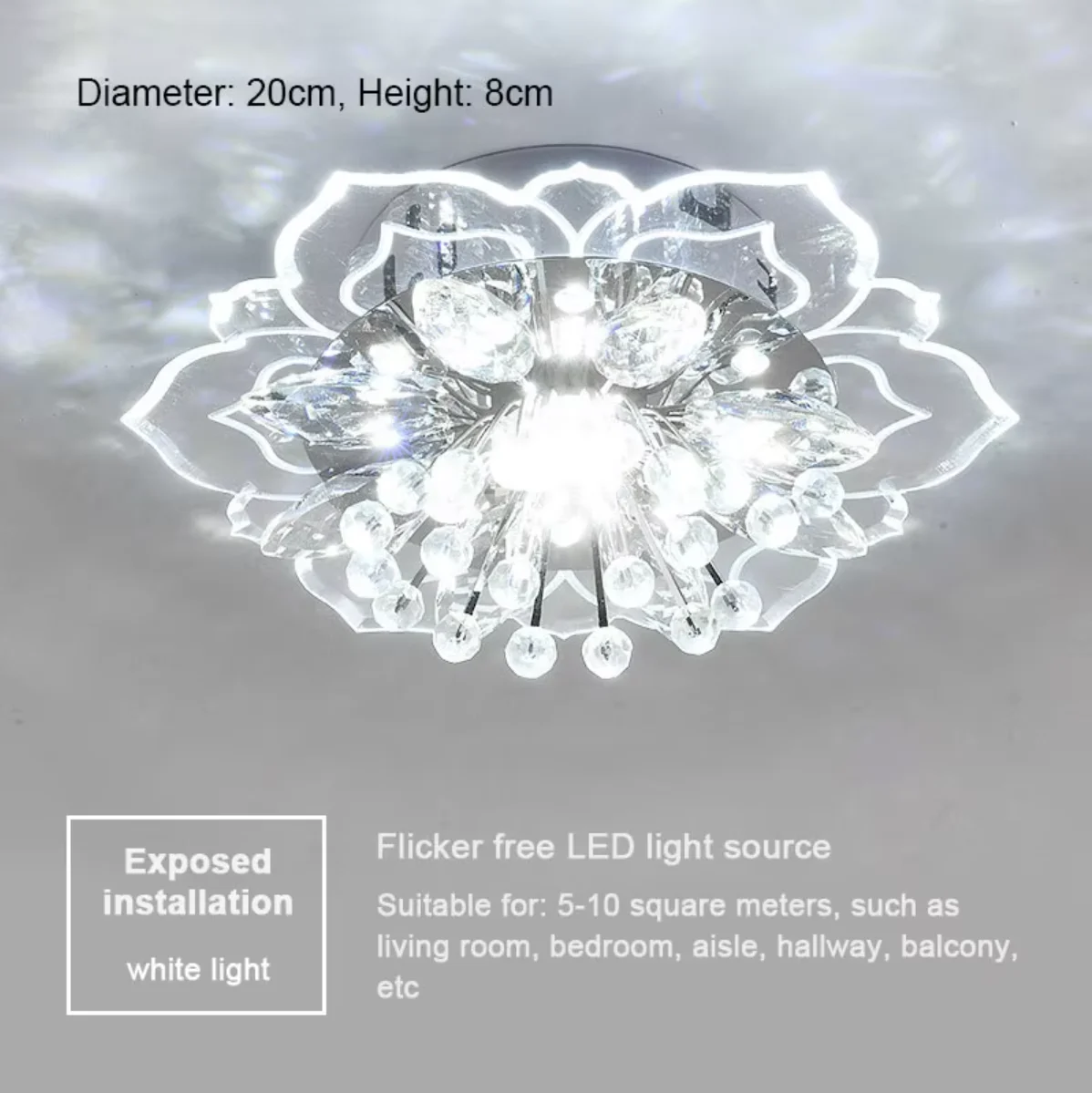 LED Kristallen Plafondlamp Moderne Bloemvorm Plafondlamp Hal Woonkamer Lamp Slaapkamer Keuken Gangen Gangpad Licht