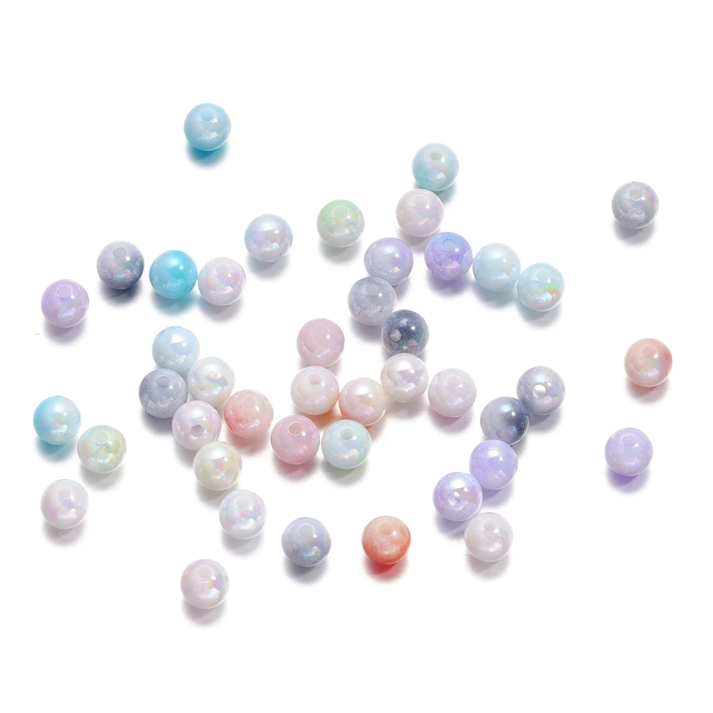 10g 4/6mm Acrylic Spacer Beads AB Color Imitation Pearl Round Shape Charm Loose Beads for DIY Bracelet Jewelry Accessories