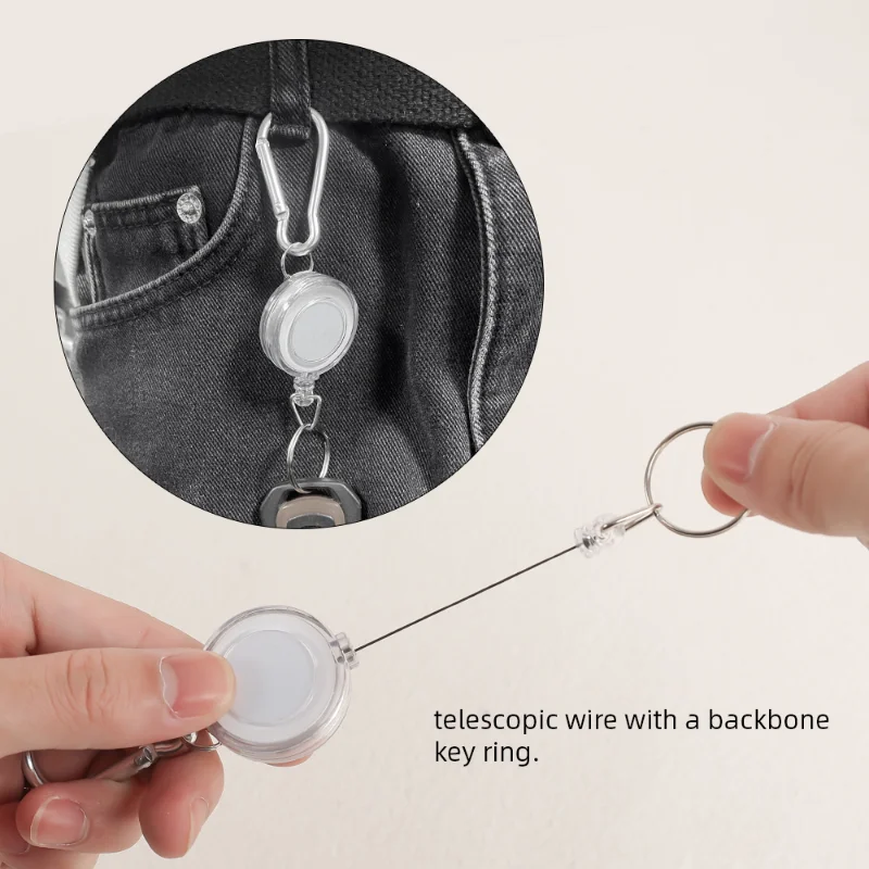 1/2pcs Colorful Multifunctional Roll Retractable Keychain Pendant Rope Bag Recoil ID Card Holder Keyring Key Chain Steel Cord