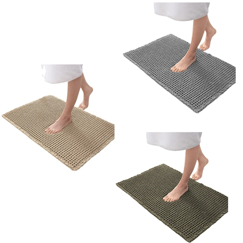 

Waffle Carpet Bathroom Entrance Absorbent Floor Mat Waffle Door Mat Bathroom Non-Slip Foot Mat
