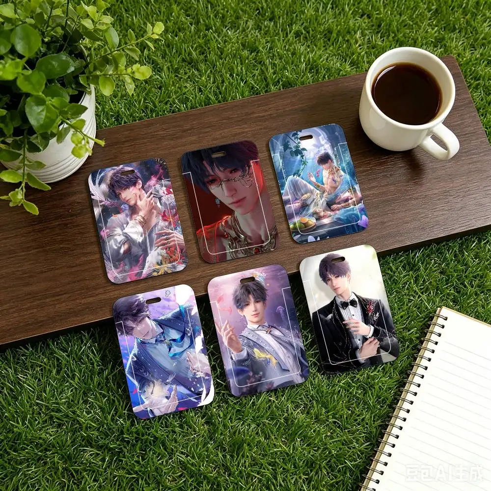 R-Rafayel Love And D-Deepspace Black Lanyard Card Holders Student Meal Cards And Campus Ids School