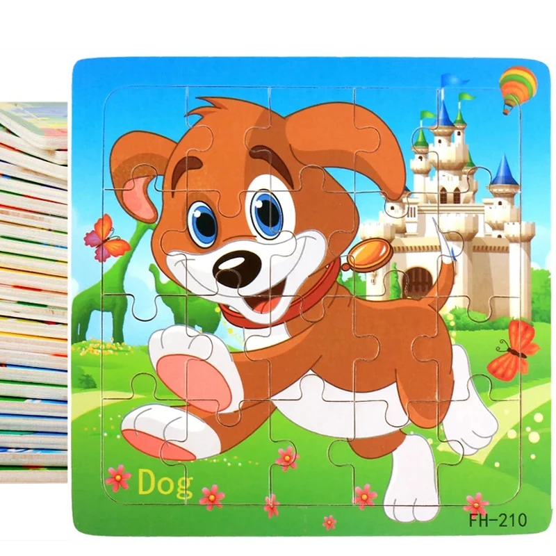 Rompecabezas de madera Montessori de animales de dibujos animados para bebé, juego de mesa de agarre manual, juguetes educativos de aprendizaje