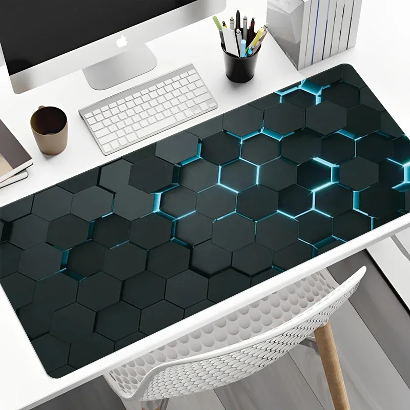 대형 3D 기하학 패턴 게이밍 마우스 패드 멋진 컴퓨터 사무실 게임 테이블 매트 새로운 XXL 고무 미끄럼 방지 긴 키보드 데스크 매트