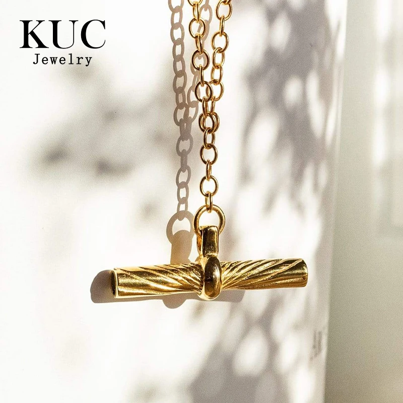 

Light Luxury Dainty 925 Sterling Silver 18k Gold Plated Fine Jewelry Bar Pendant Necklaces