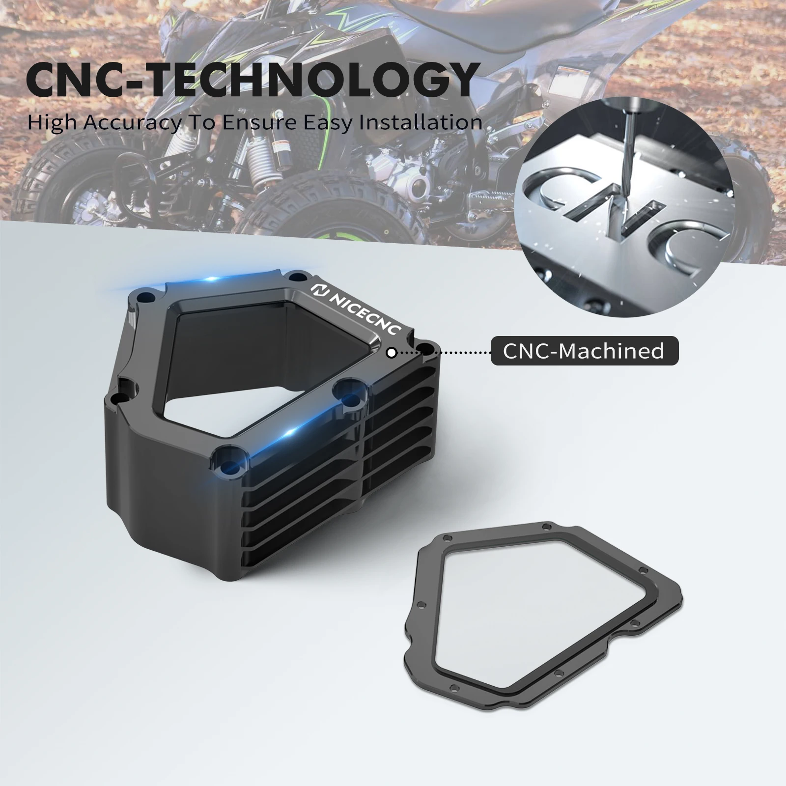 NICECNC Für Yamaha YFZ450R RSE 2009-2023 Kurbelgehäuse-Schutz Motorabdeckung Wärmeableitung Aluminium Sichtfenster ATV Zubehör – Detail 7