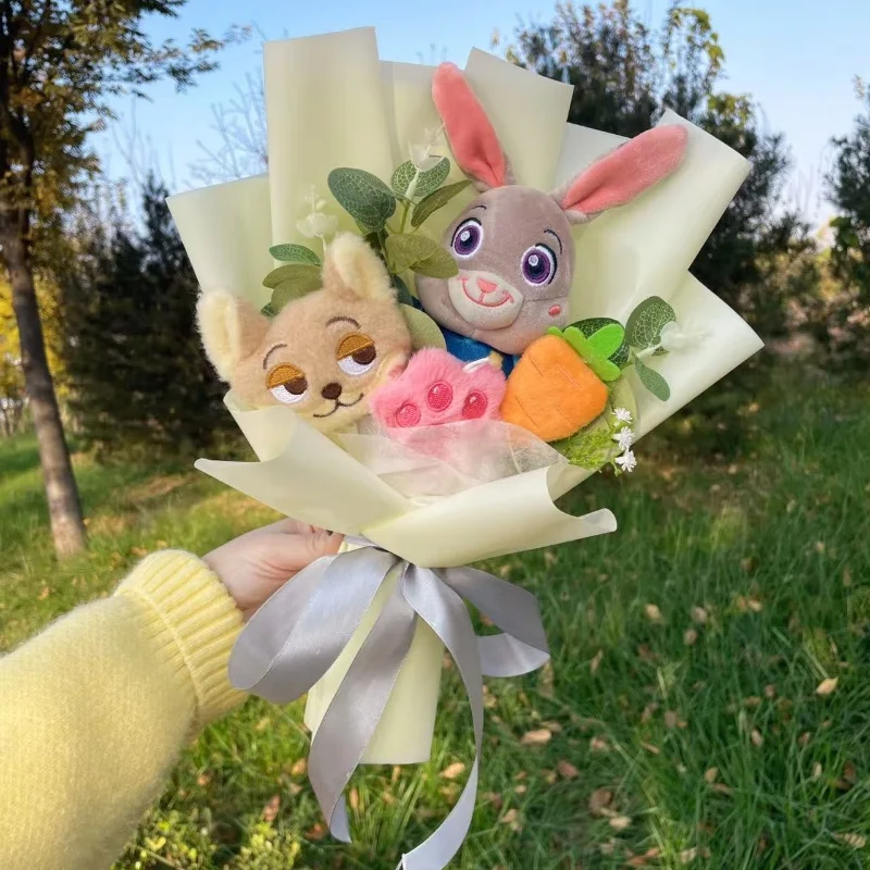 Zootopia Bambole di peluche Judy Hopps Nick Wilde Bouquet creativi fatti a mano Regali di Natale Compleanno Vanlentine
