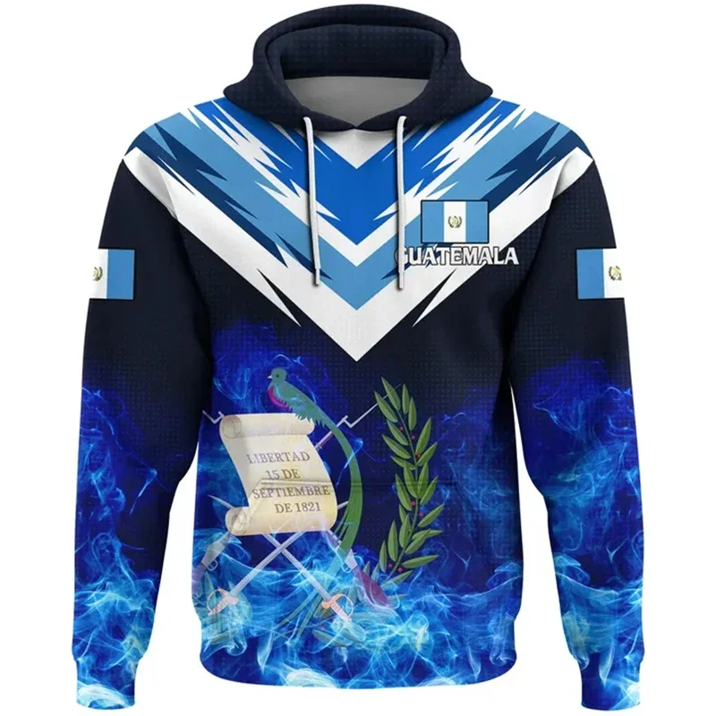 Men's Hoodie with 3D Guatemala Flag Stylish Athletic Fitness Wear Unique Creative Design Comfortable Fall/Winter Pullover