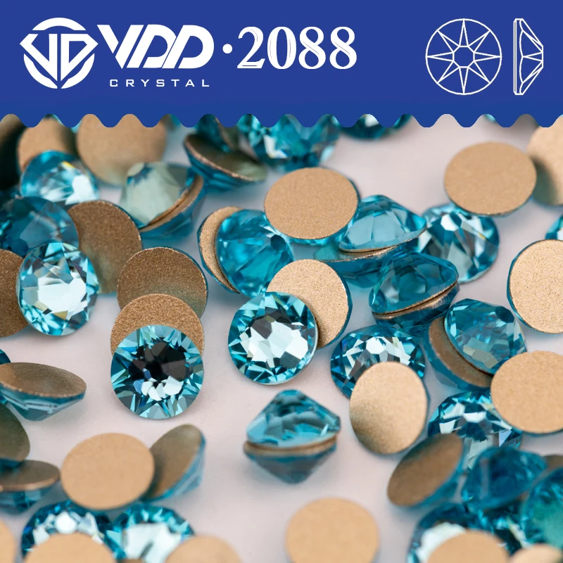 VDD 027 Aquamarine SS16-SS30 2088 Rhinestones Crystal High Quality 8 Big 8 Small Flatback Stone DIY Crafts Nail Art Decorations