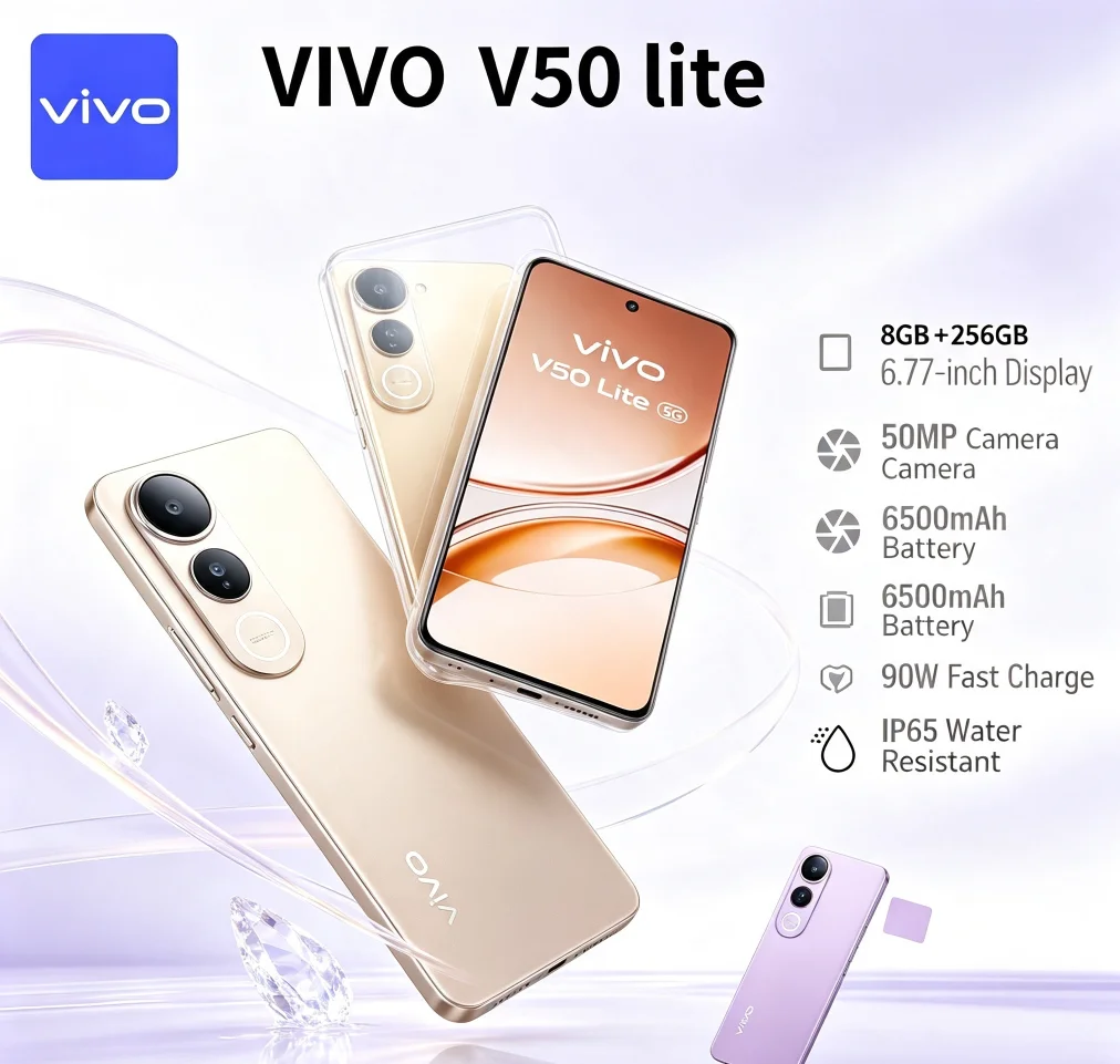 New Arrival 2026 Authentic VIVO V50 Lite Global Unlocked Smartphone 6.58'' Full Screen Display 8GB 256GB Storage Dual 64MP