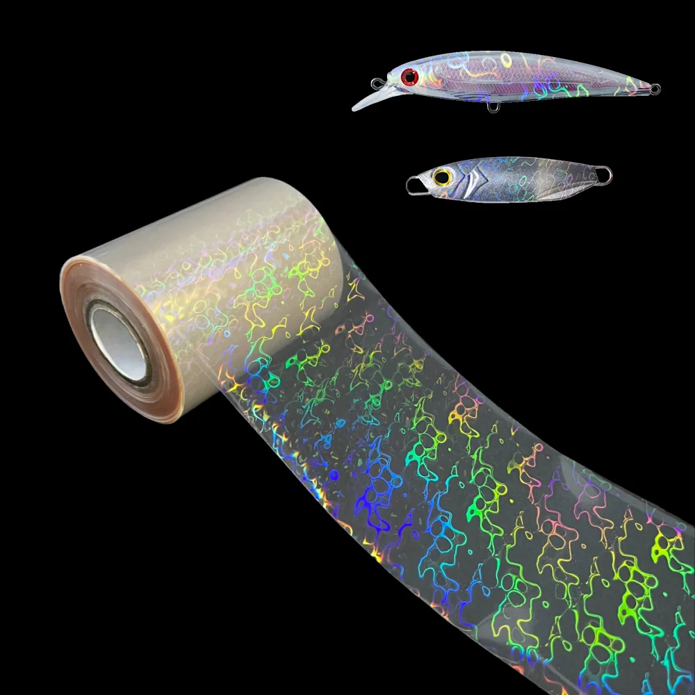 8CM 120M Heat Transfer Fishing Lure Hot Stamping Foil Transparent Holographic Fish Film DIY Jig Soft Bait Reflective Sticker