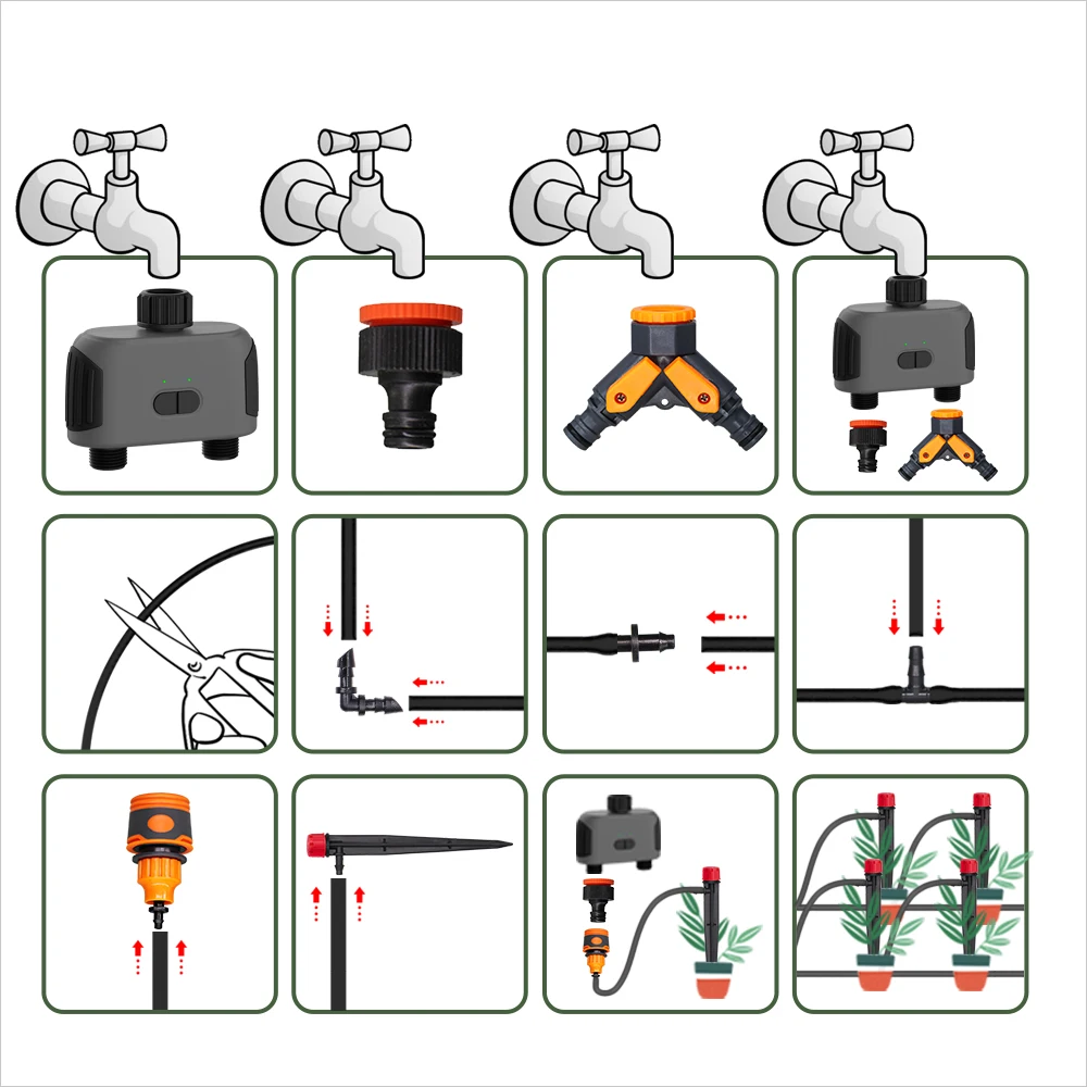 10-50m podlewanie ogrodu automatyczne nawadnianie 13cm System Sprink 4/7mm wąż inteligentne Wifi i Bluetooth kompatybilny Timer dla szklarni